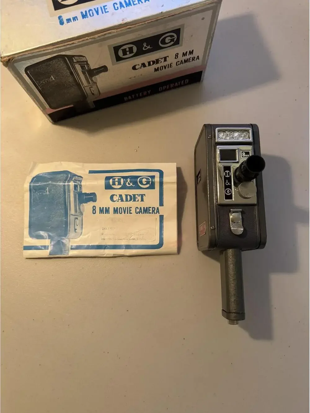 H&G Cadet 8mm Movie Camera Battery Operated with Box and Manual